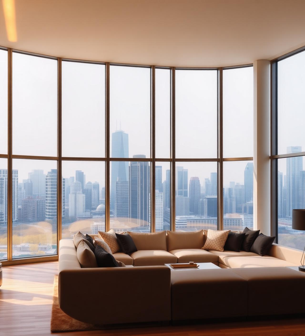 Vista da sala com fumê